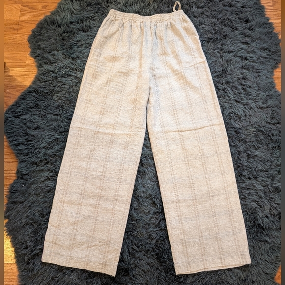 Eskandar cashmere/linen check pants in grey sz 1